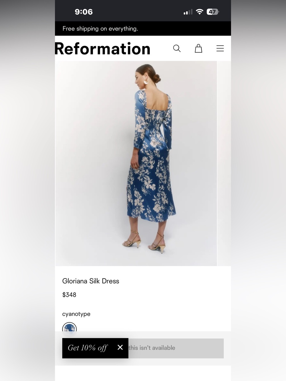 Reformation Blue Floral Midi Dress with Smocked Bodice - Picture 5 of 5